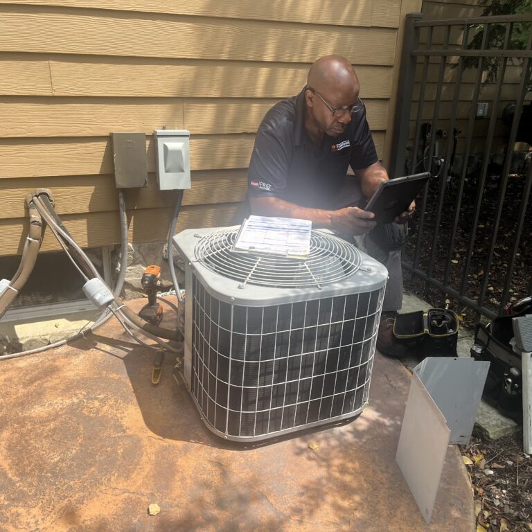 Forquer Heating & Air Technician Providing Services for an Air Conditioning Unit